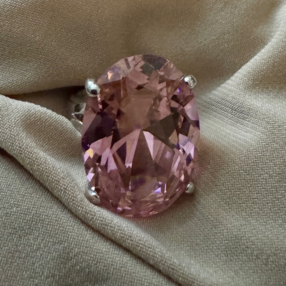 Large Pink Gemstone Ring - Size 8